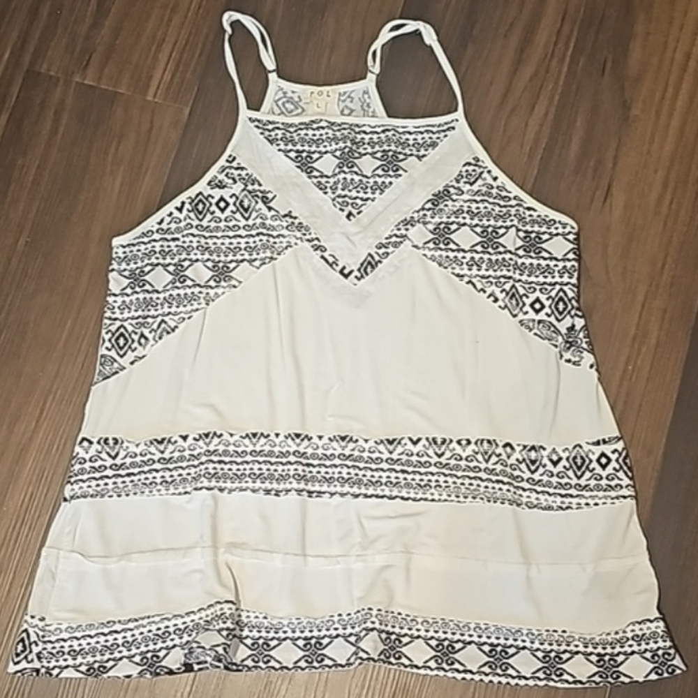 POL | Shaken Aztec Knit Tank Top Hand Dyed Boho Bohemian Summer, Size L